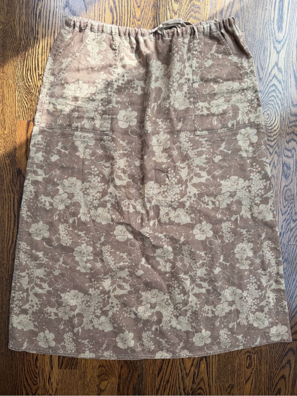 Women’s Floral Linen Bohemian Maxi Neutral Fall Skirt